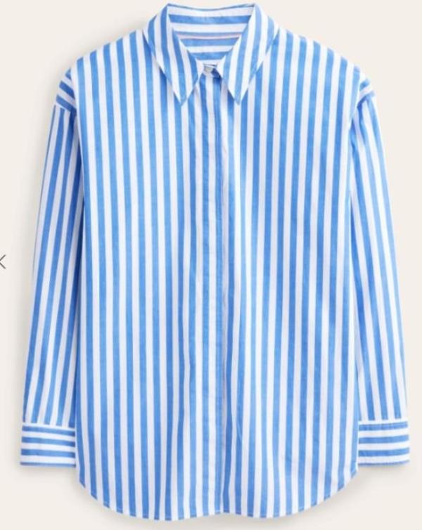 Boden Oversized Cotton Shirt - Cobalt Stripe, £37.50