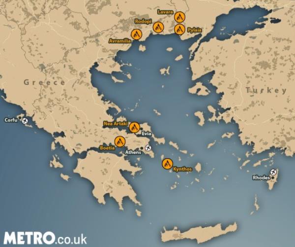 METRO GRAPHICS Greece Fire Map 2208