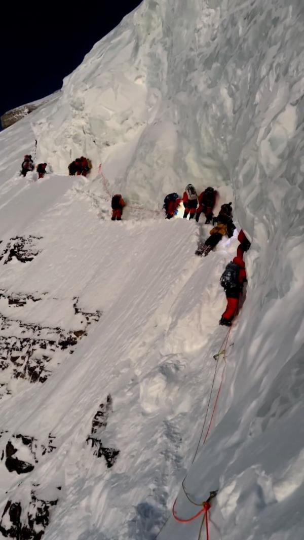 Drone footage shared by other climbers appeared to show Harila and her team pass over the visibly injured Hassan (Picture: Instagram / @lakpa_mountaineering)